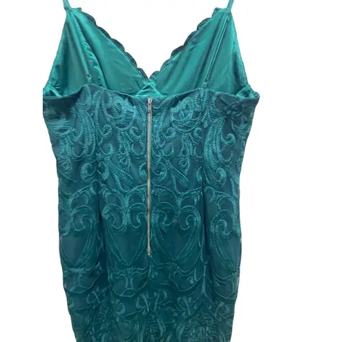 Bardot Gia Forest Green Lace Bodycon Dress Size 10/L Romantic Coquette Boho Cute