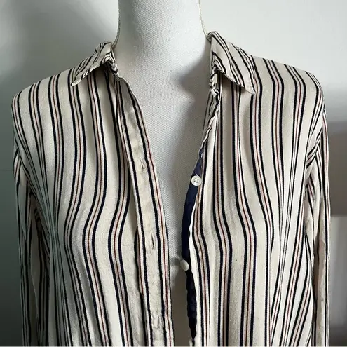 Something Navy  • Cream Navy Burgundy Striped Blouse