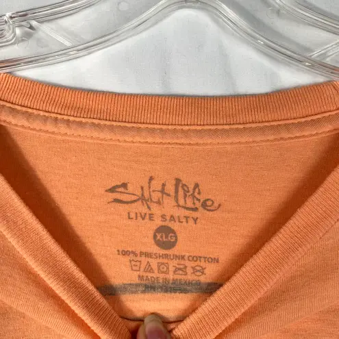 Salt Life Orange Long Sleeve Double Sided Swordfish Logo Graphic Tee XL Beach