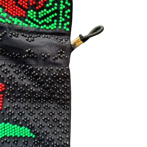 Vintage Hong Kong Candy Beaded Floral Tote Bag 80s 90s Y2K Festival Bag Black