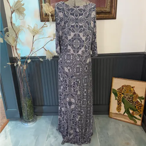 Soft Surroundings Juliette Jersey Maxi Dress Dark Navy Neutral Tile ~ Sz XL ππ