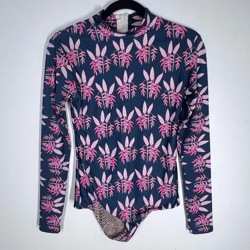 Acacia Swimwear Sz L Heliconia Ehukai Rashguard Surf Suit Blue Floral Size L