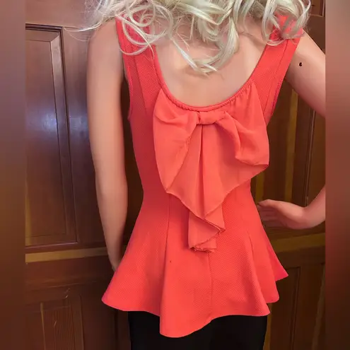 Chetta B Vibrant Coral Peplum Tank