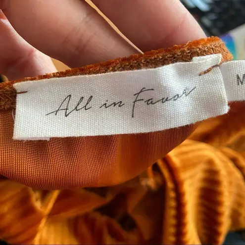 All in Favor Velvet Ribbed Open Back Top SZ M