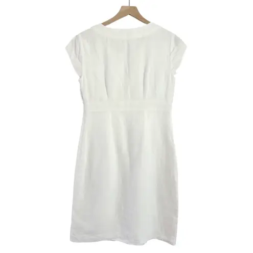 Boden USA Boden 100% Linen Sequin Cap Sleeve Sorrento Dress White Pink Green Red Size 6