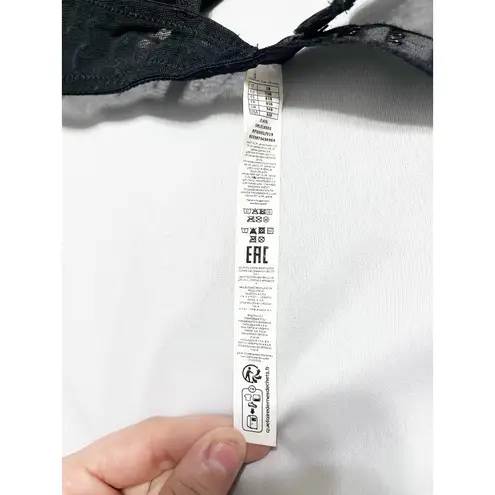 Calzedonia Black Coquette Dark Embroidered Lace Bows Demi Bra Lingerie Size 34B