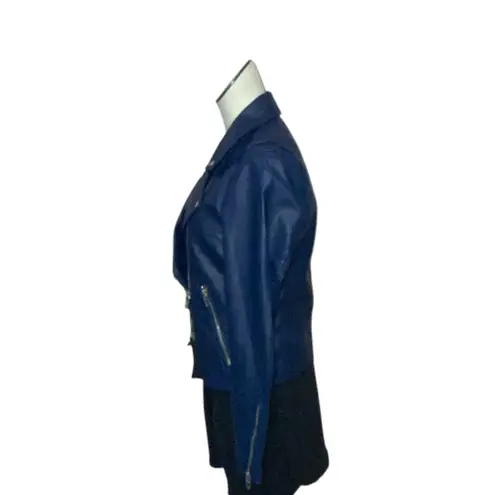 BLANK NYC NWT  Vegan Leather Biker Moto Jacket Blue Y2K