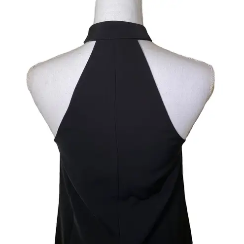 C/MEO COLLECTIVE Distant Land High Low Scuba Front Zip Long Top, Black, Size XS