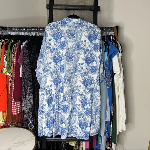 RO'S GARDEN Tuckernuck Exclusive Blue Leticia Deauville Floral Cotton Dress Size L