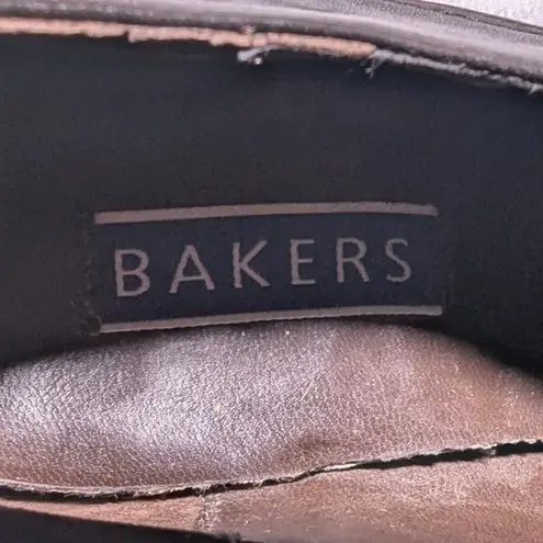 Vtg 1990s Bakers Dark Brown Leather Square Toe Block Heel Lace Up Oxfords Sz 7