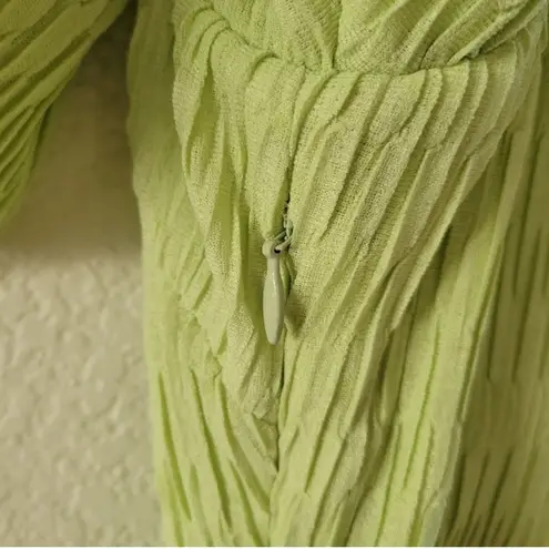 Jonathan Simkhai Cadence Mini Dress Size 2 NWT Green Puff Sleeve Ruffle Hem