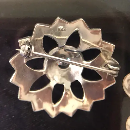 Vintage Pave Silvery Brooches Silver