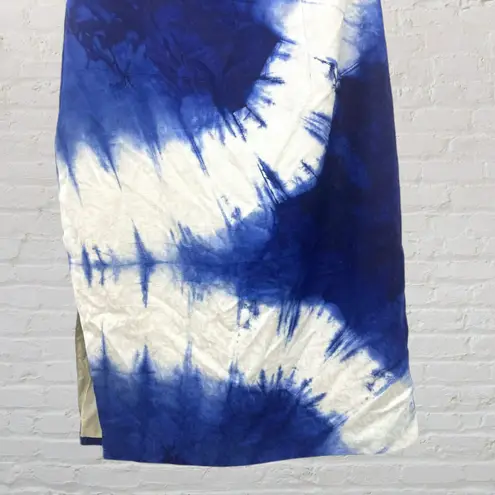 Lauren Pierce Atelier One Shoulder Mini Dress S Blue Tie Dye Silk Lined USA