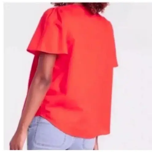 Knox Rose  Women's Orange Red‎ Short Sleeve Lace Up Top Cotton Women’s Size Large