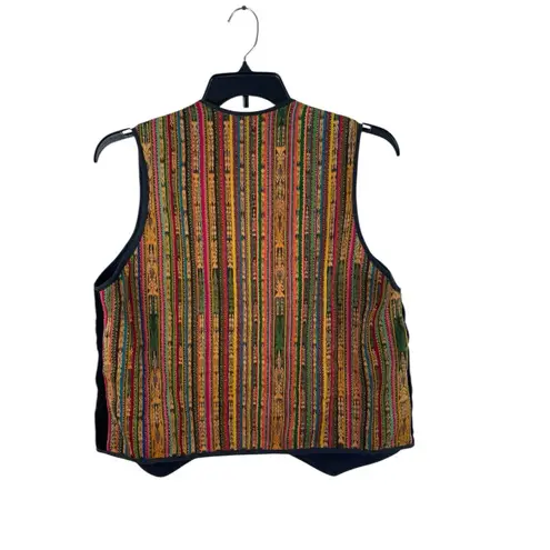 Boho Floral Embroidered Velvet Vest Multicolor Folk Festival Hippie Artisanal M Size M
