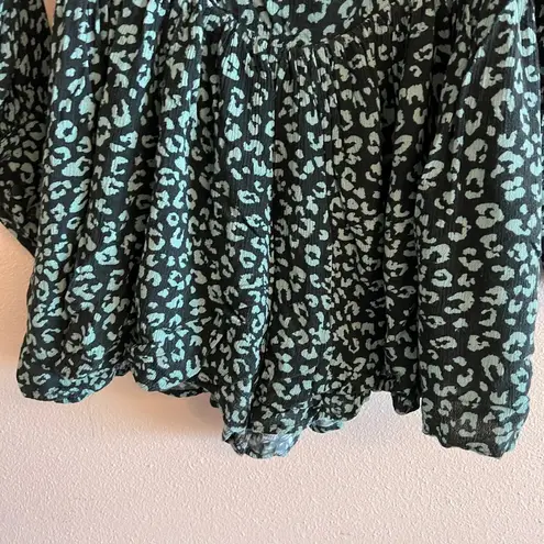 Charlie Holiday Leopard Print Long Sleeve Square Neck Romper 4