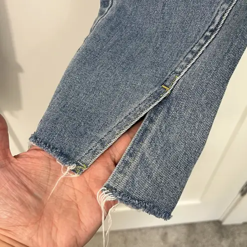 AMO Size 29 Blue Twist Heartbreaker Ankle Slim Straight Fray Hem Jeans