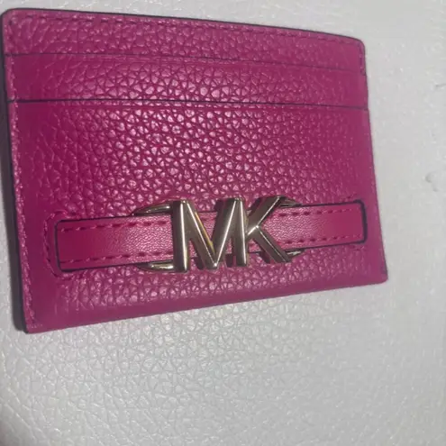 Michael Kors Reed Large Pebbled Leather Card Case in Electric Pink