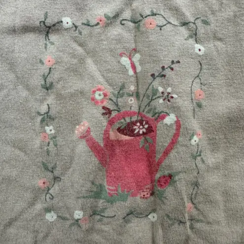 VTG Bobbie Brooks M Garden Watering Can Floral Dress Pockets babydoll cottage Brown Size M