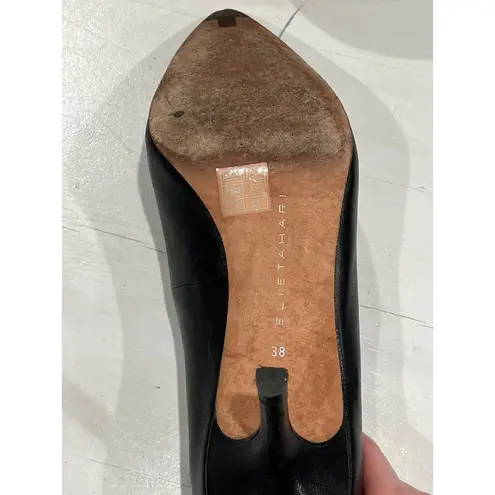 Elie Tahari Black Leather Pointed Toe Stiletto Heel Pumps Size 38