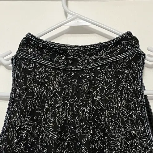Papell Boutique Papell Botique Evening VTG silk beaded halter top black navy size medium