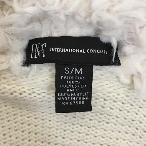 International Concept INC Ivory Faux Sherpa Reversible Vest Top Womens Size S M White