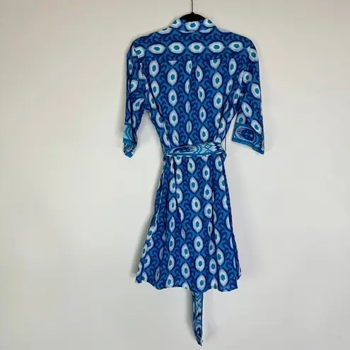 Bella Tu blue ikat belted shirtdress Size M