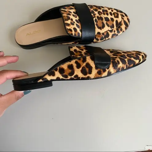 ALDO  Leopard slip on mule animal print size 8