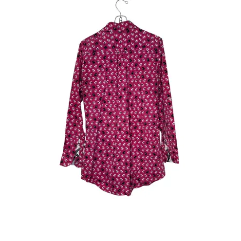 Tizzie Womens Shirt Dogs All Over Print Long‎ Sleeve Button Up Top Pink Small