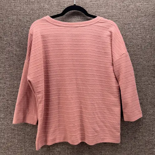 Rose + Olive Womens Blouse Size L Textured Blouse Stretchy Knit Dusty Rose