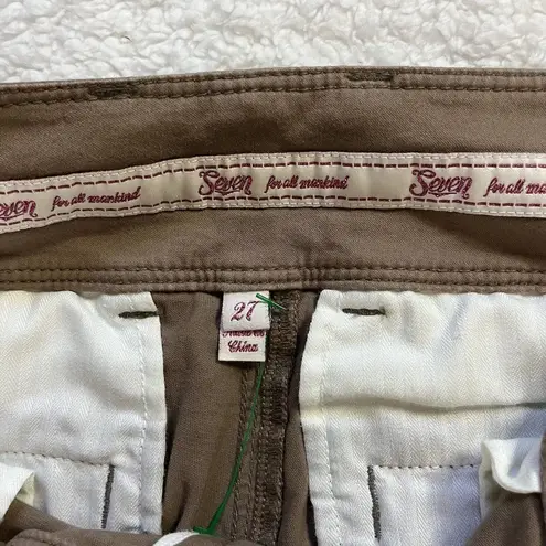 Seven7 Womens For all makind Pants Size 27 Capri Brown Wideleg Crop Dojo
