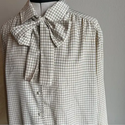 Vintage Gingham Bow Blouse White Size L