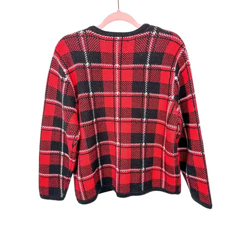 Vintage Crystal Kobe Sweater Plaid Cardigan Vintage Fall Plaid Sweater Red Size M