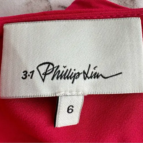 3.1 Phillip Lim hot pink 100% silk ruffle front slit blouse, size 6 sleeveless