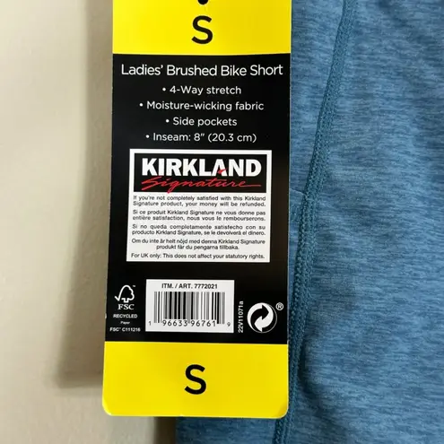 Kirkland Signature Kirkland Bike Shorts Womens S Blue High Rise Pockets Athleisure Activewear Gym