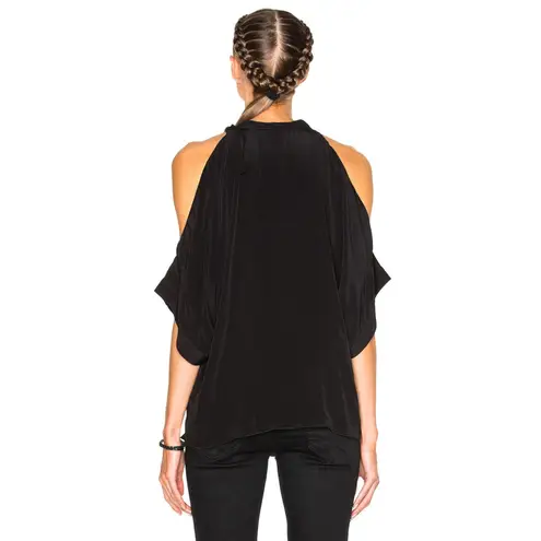 IRO Mya 3/4 Sleeve Cold Shoulder Lace Trim Blouse Top Black Women's Size 38 / 4