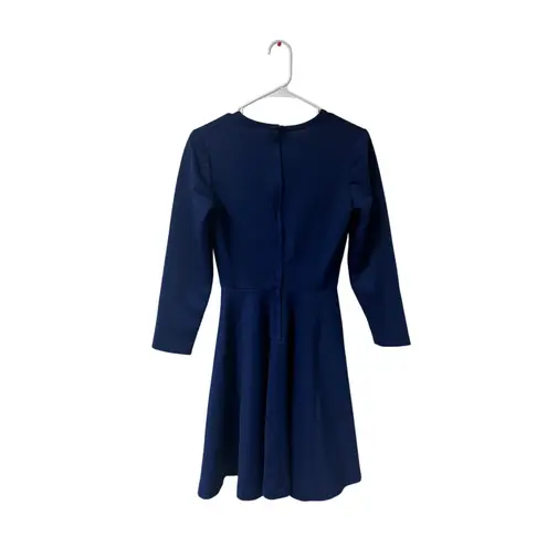 Vintage 1960s Sears Fashion Long Sleeve Navy Blue Dress Knee Length Work NO SIZE Size M