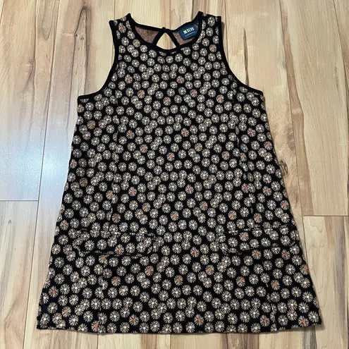 Maeve Anthropologie Jacquard Tunic Top Sz XS Retro 60s 70s Print Front Pockets