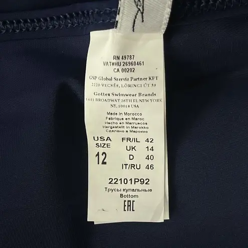 Profile by Gottex Palm Springs SZ 12 Swim Skirt Side Slit Ruffled UPF 50+ Blue