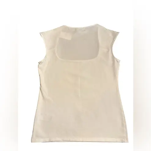 J Crew Factory women’s Cap sleeve stretch square neck tank top Size S NWT White