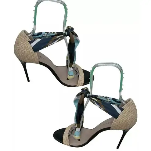 Donald Pliner Neutral Black Multi Couture Silk Fabric Ankle Tie Shoe $310 NWT Size 7.5