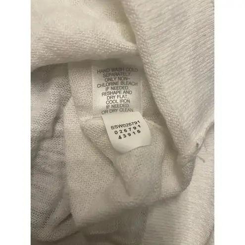 J. Jill Women’s XL Linen Cotton Lightweight Sweater Tropical Beach Scene Coastal White