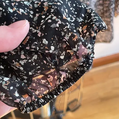 Pleione Sheer Speckled Long Sleeve Pullover Blouse- Black- Size Medium