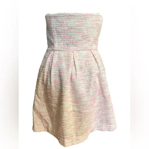 Moulinette Soeurs Anthropologie Moulinette Speer’s Pink Tweed Convertible Strapless Dress Size 6