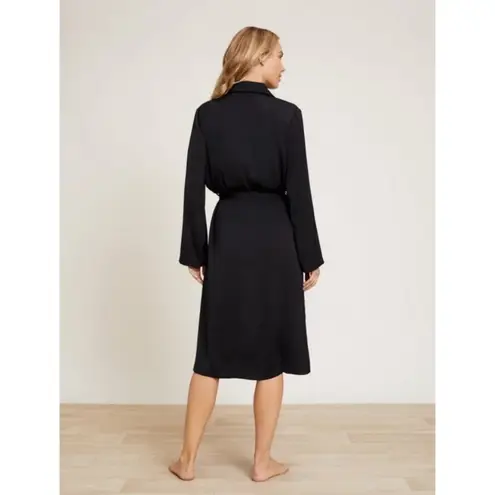 Barefoot Dreams 💕💕 Washed Satin Notch Collar Robe ~ Black Medium M NWT