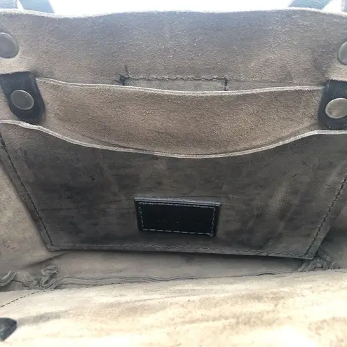 PANHANDLE RED LEATHER COMPANY Logo Branded Gray/Black Double Handles Tote Purse