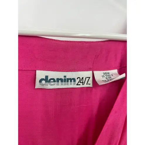 DENIM 24/7 | 26W Tiered Maxi Dress Ruffle Pink Red Tank Sleeveless Long Flowey