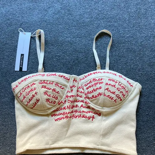 YornMona Embroidered Camisole + Frayed Denim Mini Skirt Bundle (XS/S) Tan