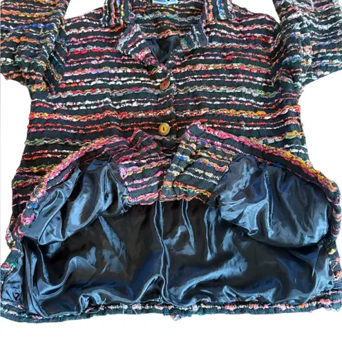 Coldwater Creek Yarn Silk Blend Jacket Multicolor Boho Button Front Womens Small - Image 6