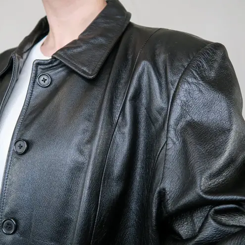 Preston & York Vintage 90s Black Leather Blazer Jacket